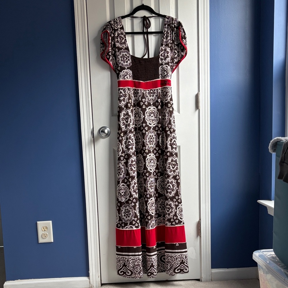 Ginger Mary Boho Maxi Dress Empire Waist Tie Back Size 10 Cottagecore